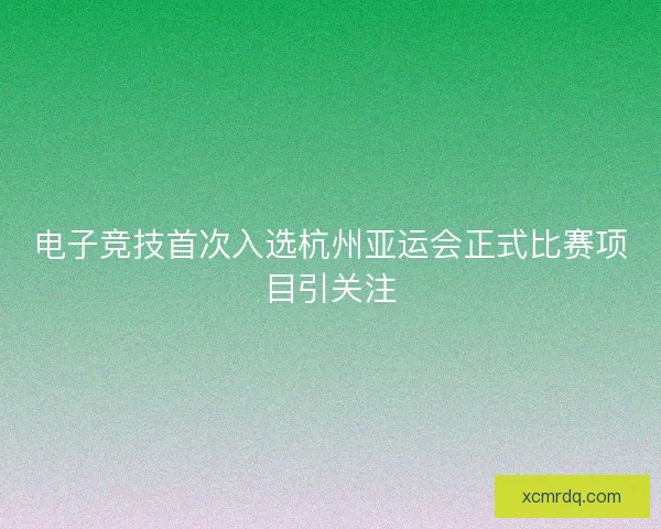 电子竞技首次入选杭州亚运会正式比赛项目引关注