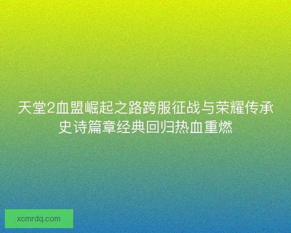 天堂2血盟崛起之路跨服征战与荣耀传承史诗篇章经典回归热血重燃 天堂2血盟崛起之路跨服征战与荣耀传承史诗篇章经典回归热血重燃