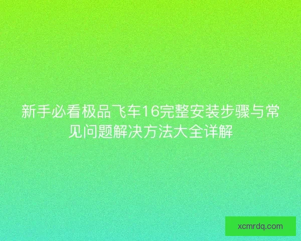 新手必看极品飞车16完整安装步骤与常见问题解决方法大全详解